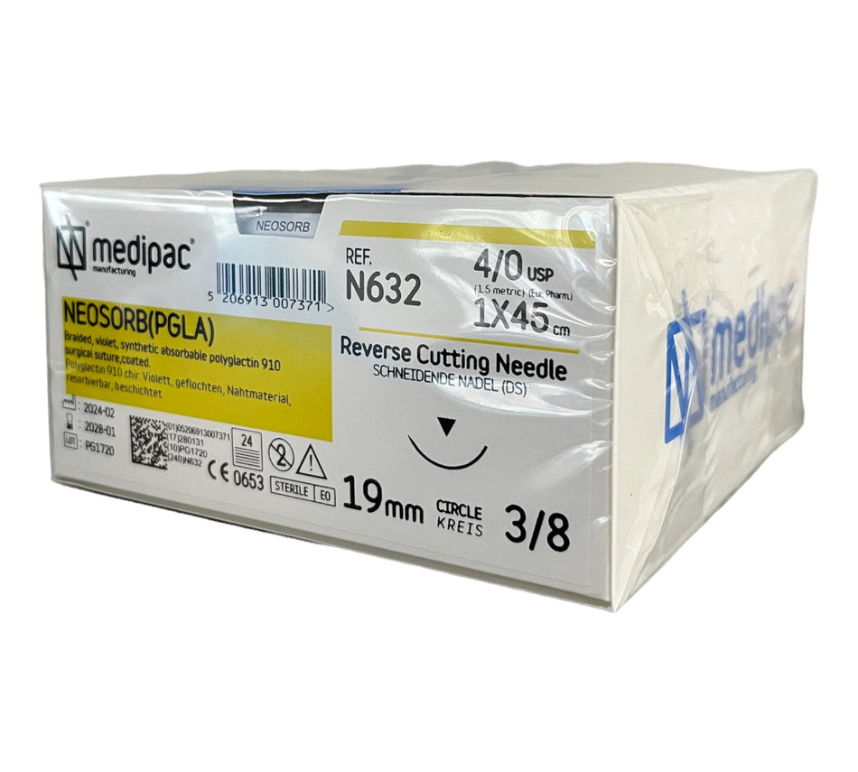 Neosorb (svare til Vicryl almindelig) - Resorberbar. Pakning med 24 stk.