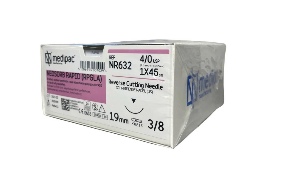 Neosorb (svare til Vicryl rapid) - Flettet rapid sutur. Hurtig resorberbar. Pakning med 24 stk.